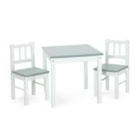 Klups Dřevěný dětský stoleček a dvě židličky JOY bílo-šedá