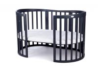 Dětská kulatá postýlka 9v1 oval dark grey + Set