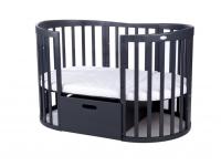 Dětská kulatá postýlka 9v1 oval dark grey + Set