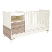 Chloe postýlka 2-zásuvková s přebalovacím pultem krémová