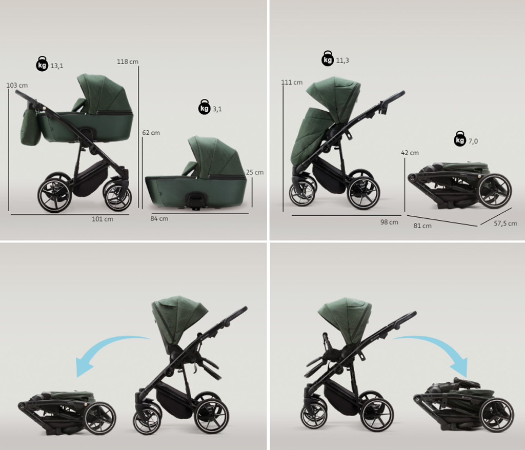 ADAMEX Kočárek kombinovaný Mobi New Lux Green