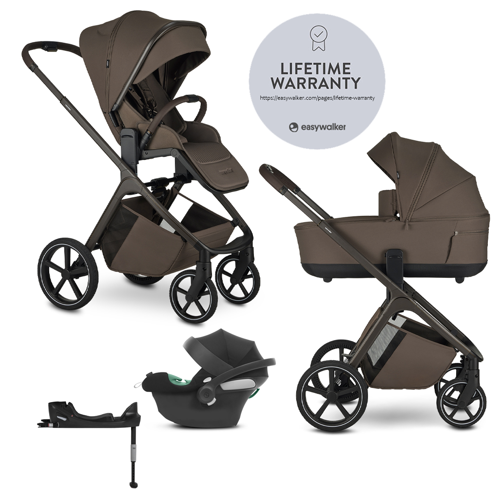 EASYWALKER Kočárek kombinovaný Zoey Chestnut Brown + CYBEX Aton B2 i-Size + základna