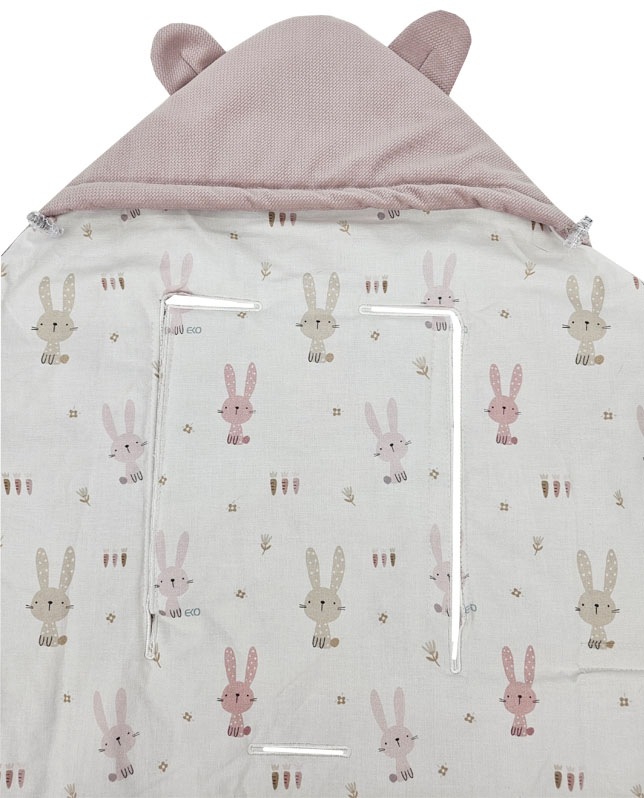 EKO Vak na spaní do autosedačky Velvet Bunny pink
