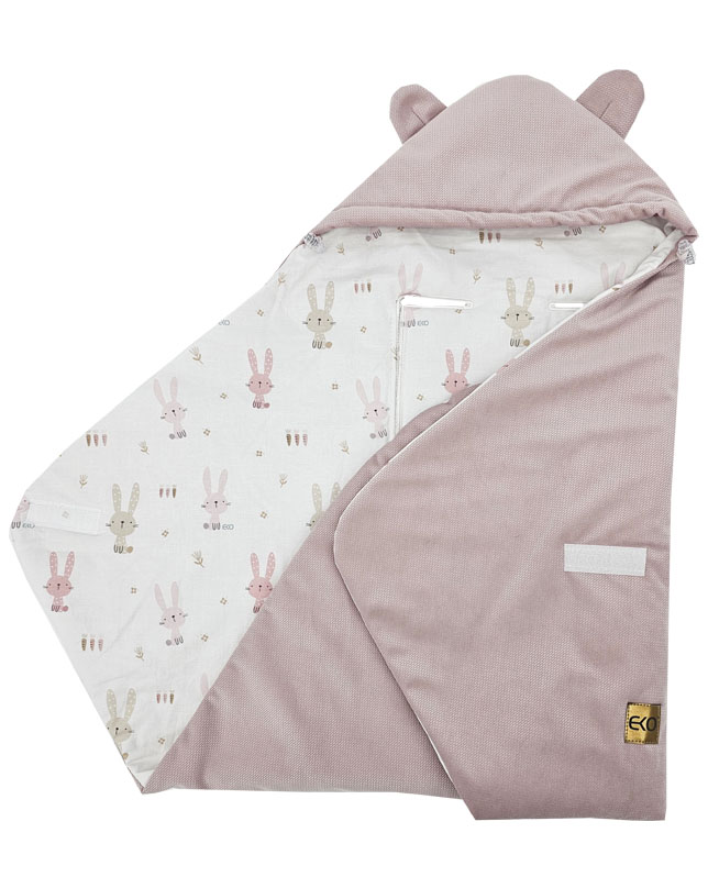 EKO Vak na spaní do autosedačky Velvet Bunny pink