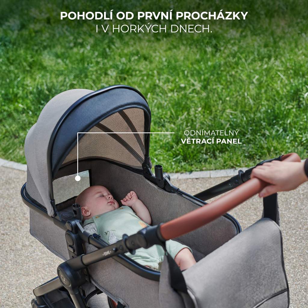 KINDERKRAFT Kočárek kombinovaný 3v1 Esme Moonlight Grey