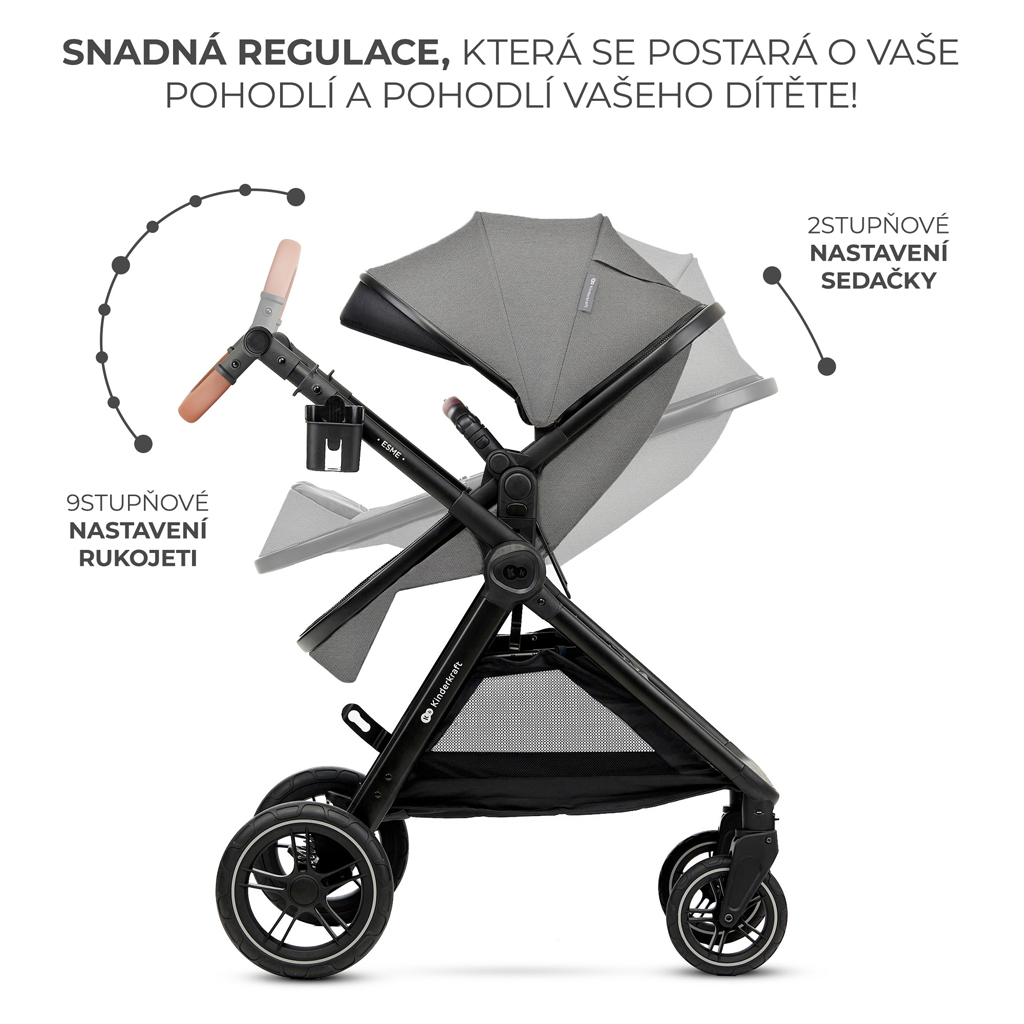 KINDERKRAFT Kočárek kombinovaný 3v1 Esme Moonlight Grey