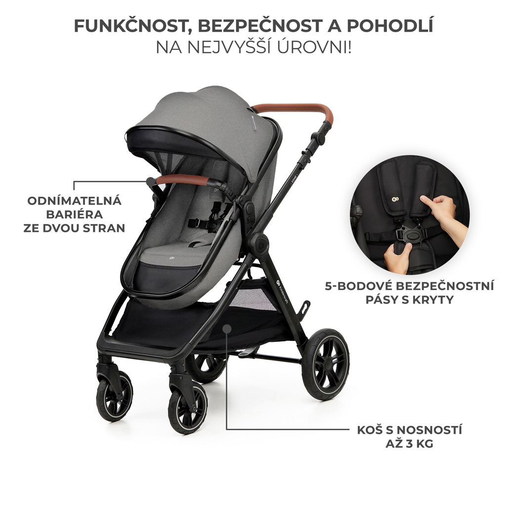 KINDERKRAFT Kočárek kombinovaný 3v1 Esme Moonlight Grey