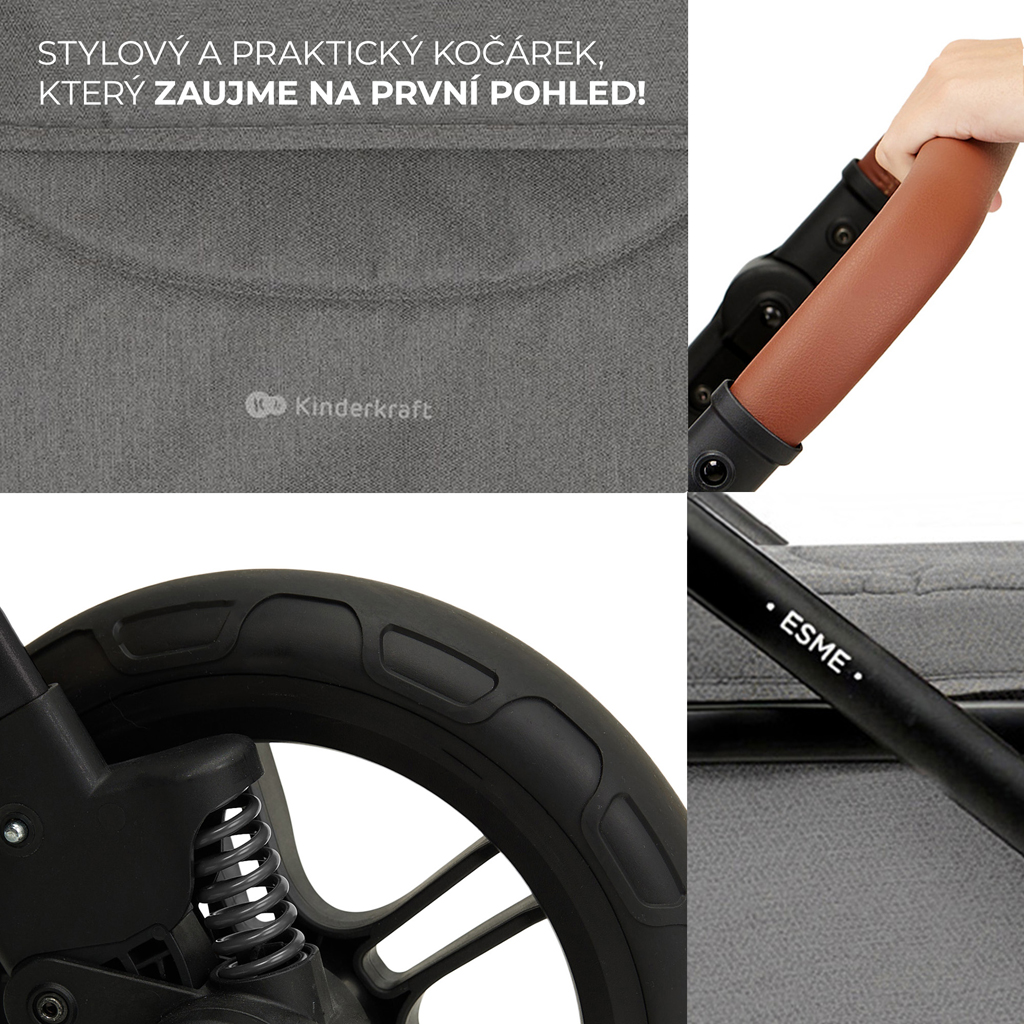KINDERKRAFT Kočárek kombinovaný 3v1 Esme Moonlight Grey