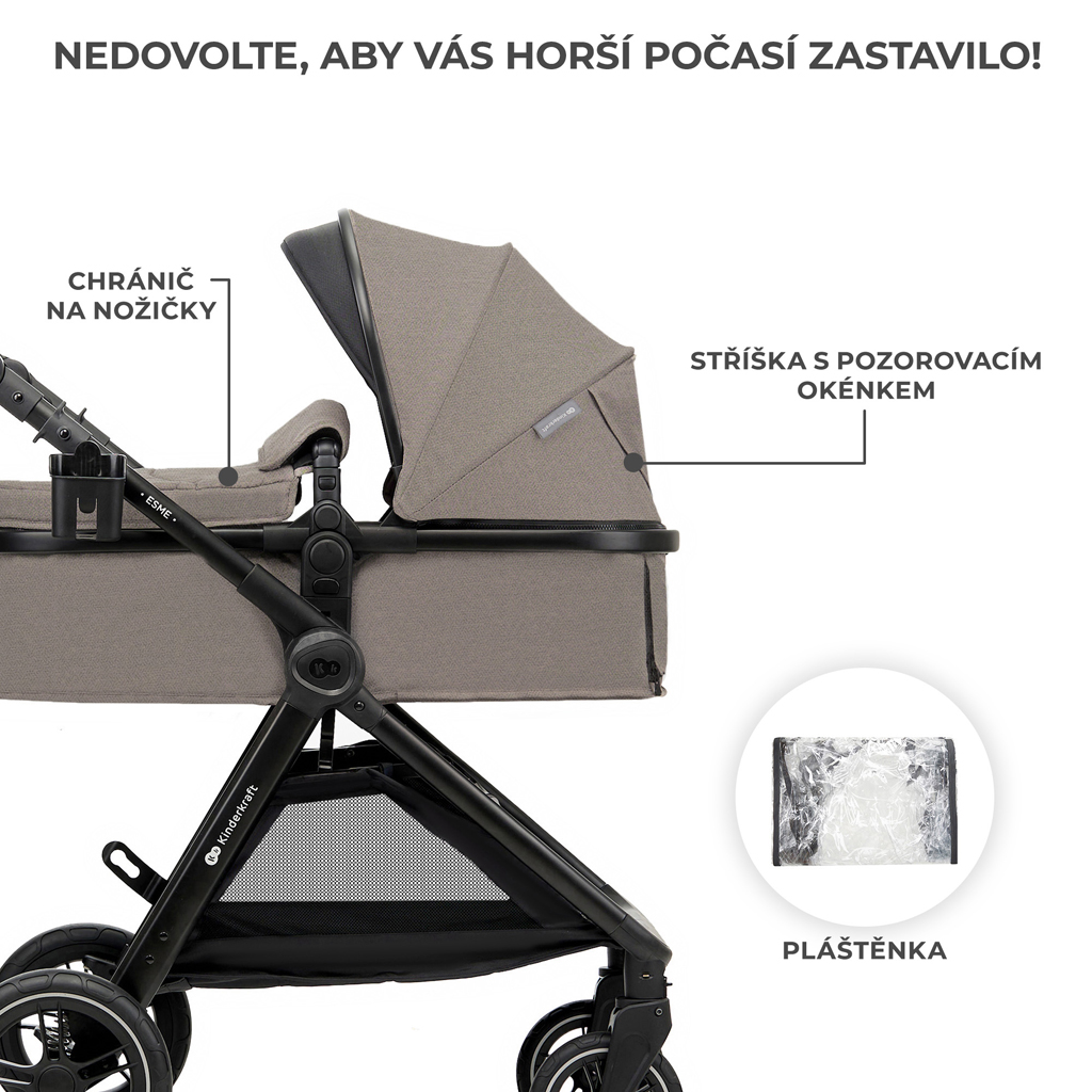 KINDERKRAFT Kočárek kombinovaný 3v1 Esme Sand Beige