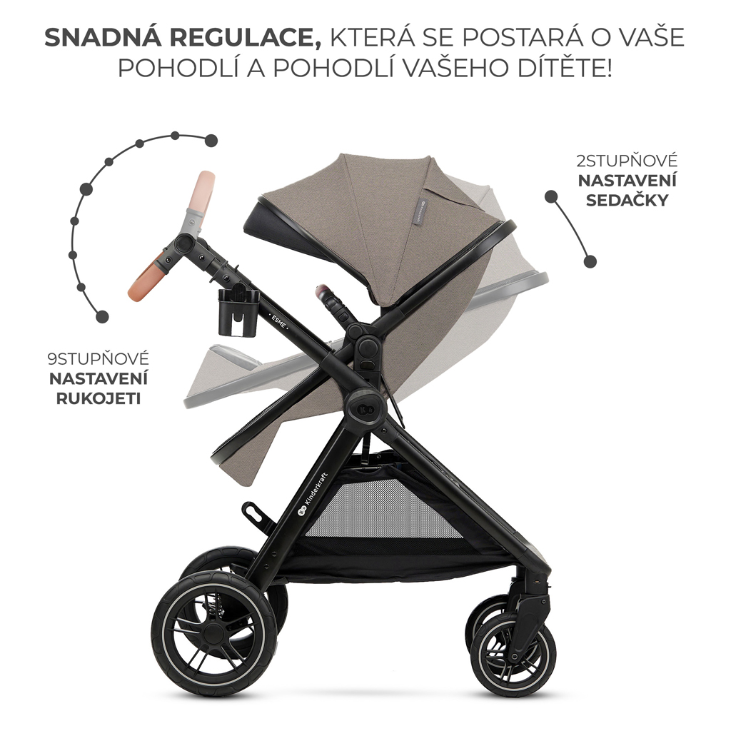 KINDERKRAFT Kočárek kombinovaný 3v1 Esme Sand Beige
