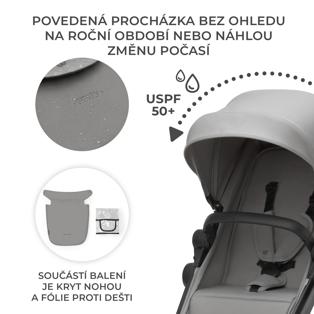 KINDERKRAFT Kočárek kombinovaný 3v1 Newly Moonlight grey + Mink PRO