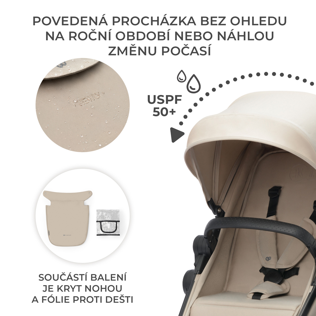 KINDERKRAFT Kočárek kombinovaný 3v1 Newly Sand beige + Mink PRO