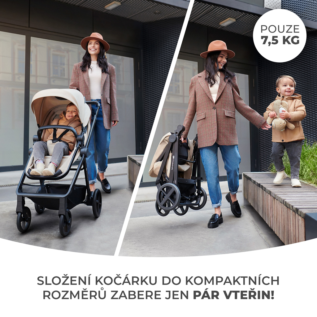 KINDERKRAFT Kočárek kombinovaný 4v1 Newly Classic Black + Mink PRO