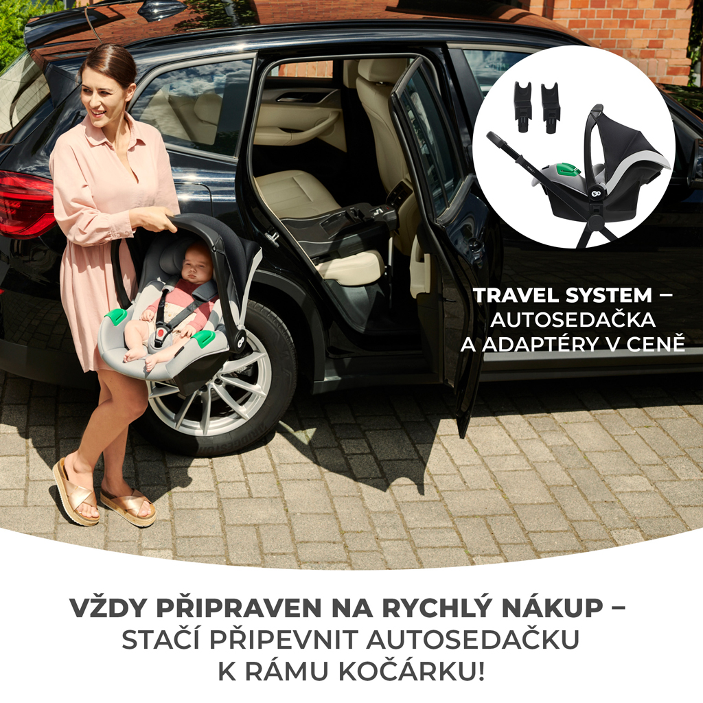 KINDERKRAFT Kočárek kombinovaný 4v1 Newly Classic Grey + Mink PRO