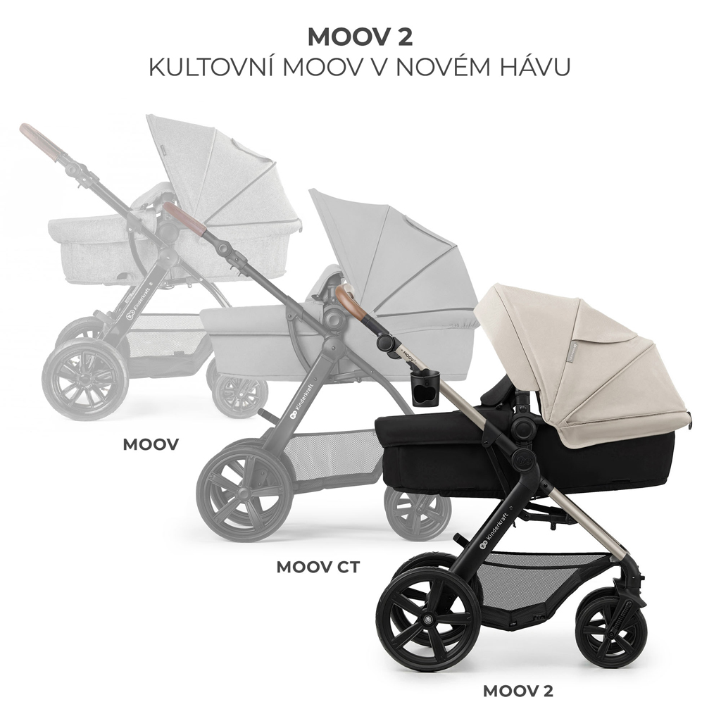 KINDERKRAFT Kočárek kombinovaný Moov 2 3v1 Moonlight Grey - pěnová kola