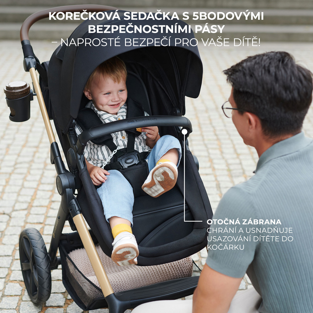 KINDERKRAFT Kočárek kombinovaný Moov 2 3v1 Pure Black - pěnová kola