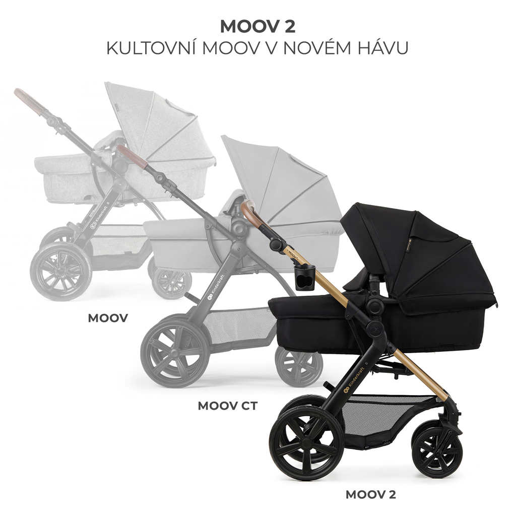 KINDERKRAFT Kočárek kombinovaný Moov 2 3v1 Pure Black - pěnová kola