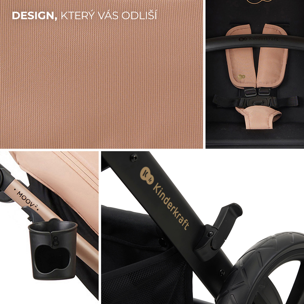 KINDERKRAFT Kočárek kombinovaný Moov 2 3v1 Sand Beige - pěnová kola