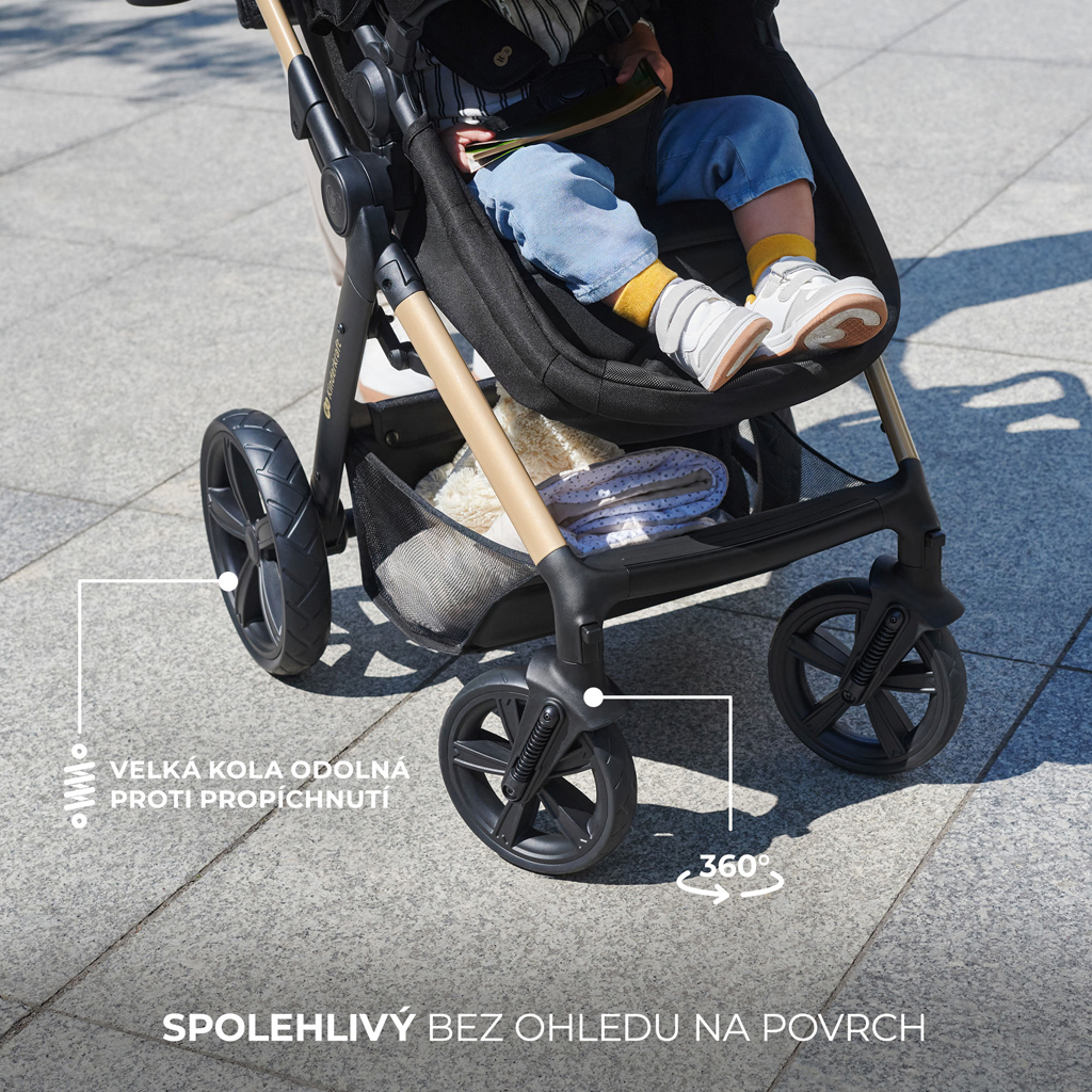 KINDERKRAFT Kočárek kombinovaný Moov 2 3v1 Sand Beige - pěnová kola