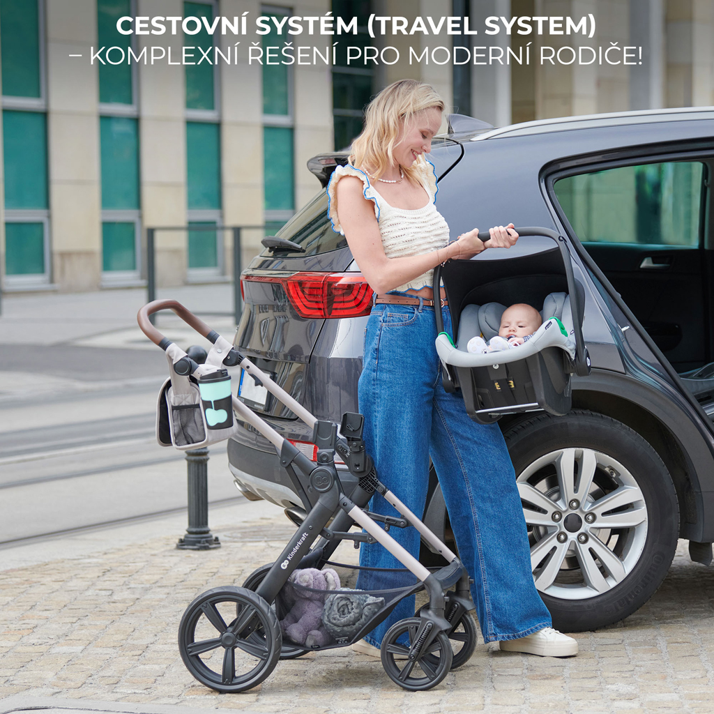 KINDERKRAFT Kočárek kombinovaný Moov 2 3v1 Sand Beige - pěnová kola