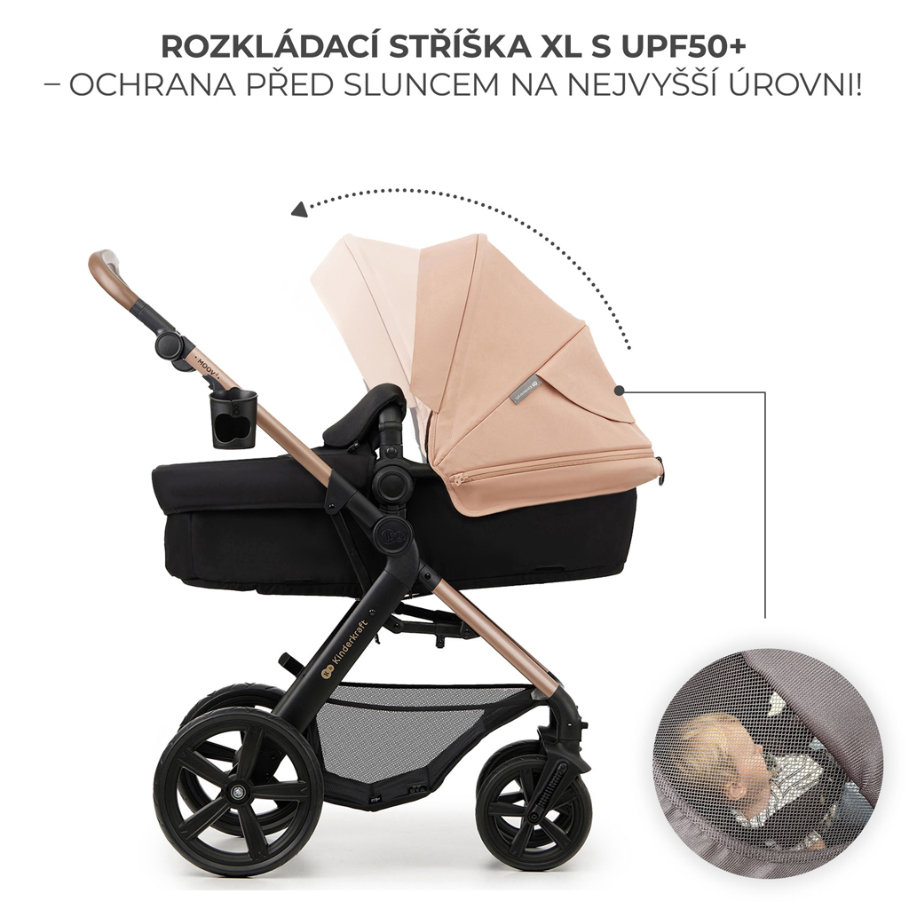 KINDERKRAFT Kočárek kombinovaný Moov 2 3v1 Sand Beige - pěnová kola