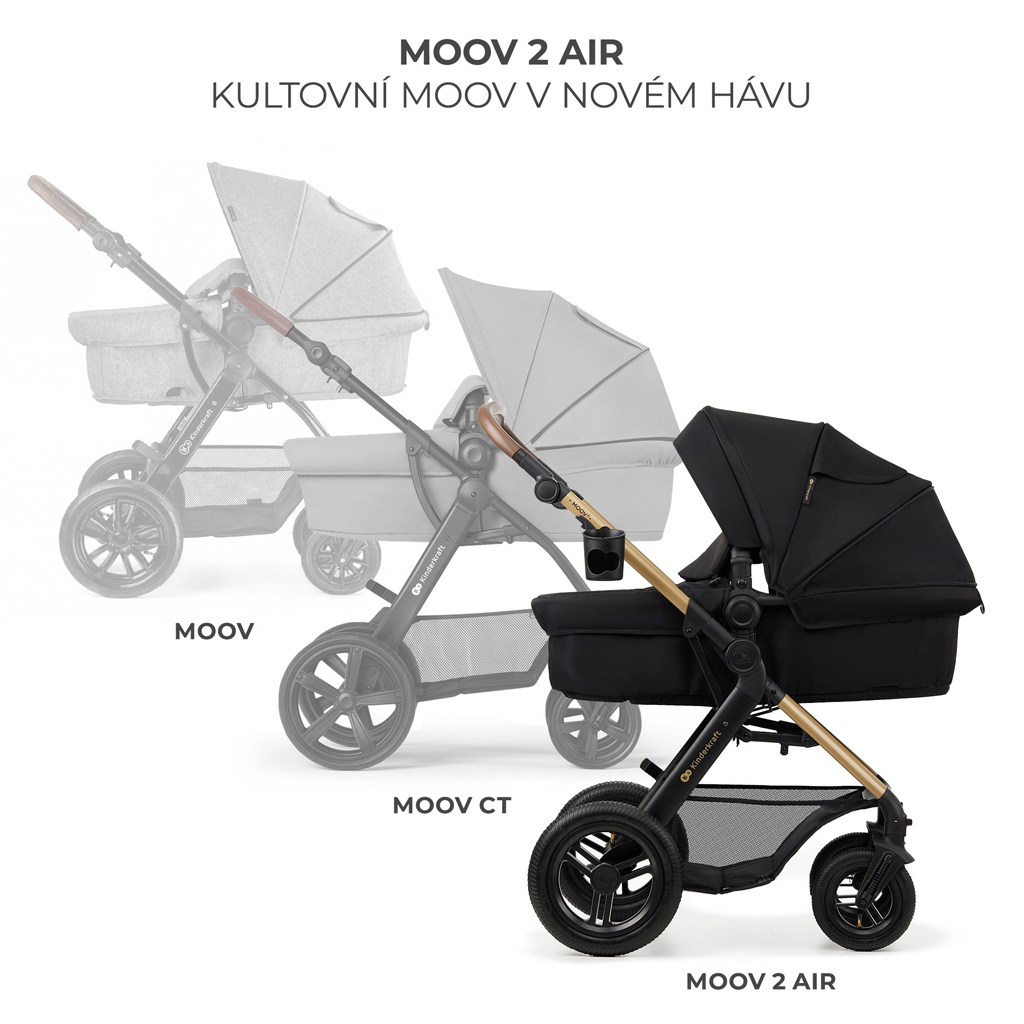 KINDERKRAFT Kočárek kombinovaný Moov 2 Air 3v1 Pure Black
