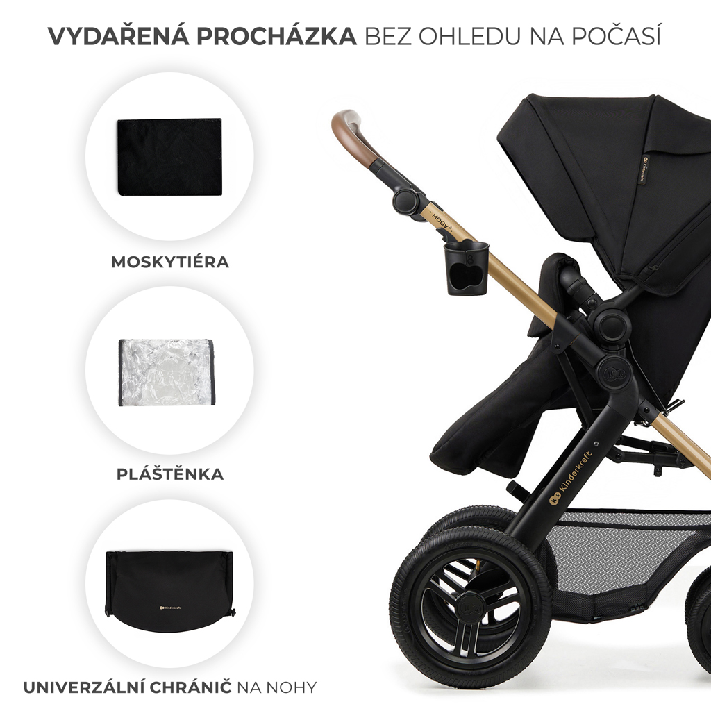 KINDERKRAFT Kočárek kombinovaný Moov 2 Air 3v1 Pure Black