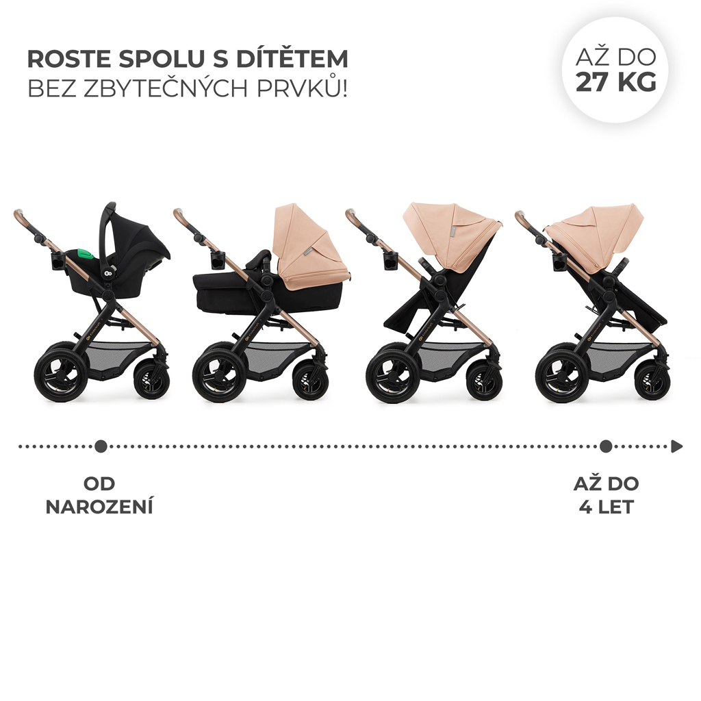 KINDERKRAFT Kočárek kombinovaný Moov 2 Air 3v1 Sand Beige