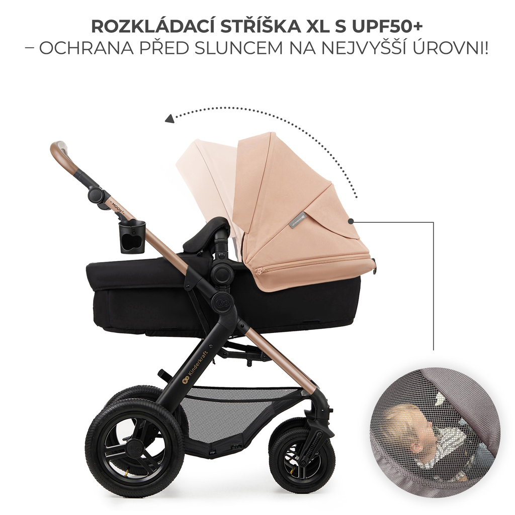 KINDERKRAFT Kočárek kombinovaný Moov 2 Air 3v1 Sand Beige