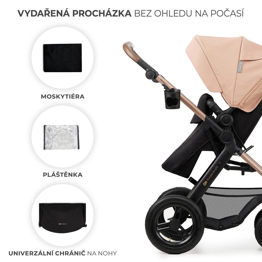 KINDERKRAFT Kočárek kombinovaný Moov 2 Air 3v1 Sand Beige
