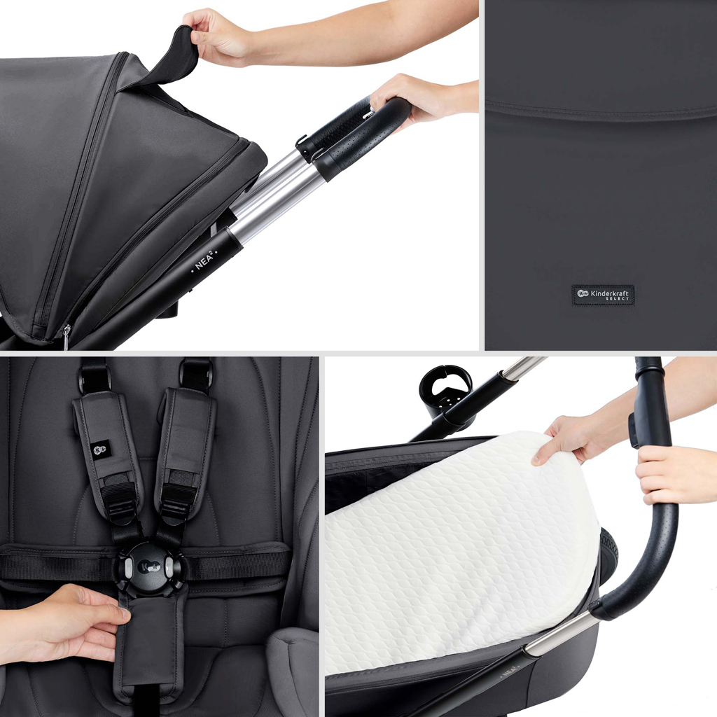 KINDERKRAFT Kočárek kombinovaný Nea 2 2v1 Dark Grey