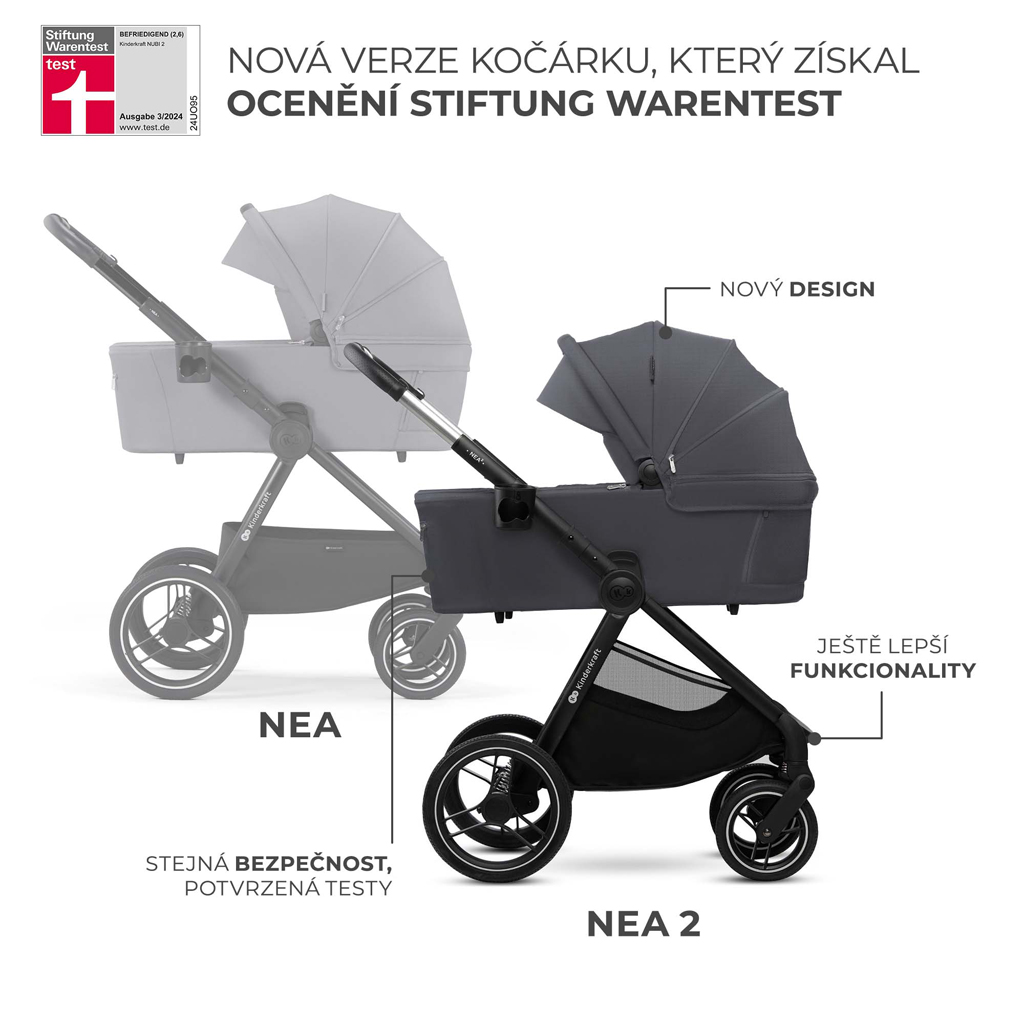 KINDERKRAFT Kočárek kombinovaný Nea 2 2v1 Dark Grey