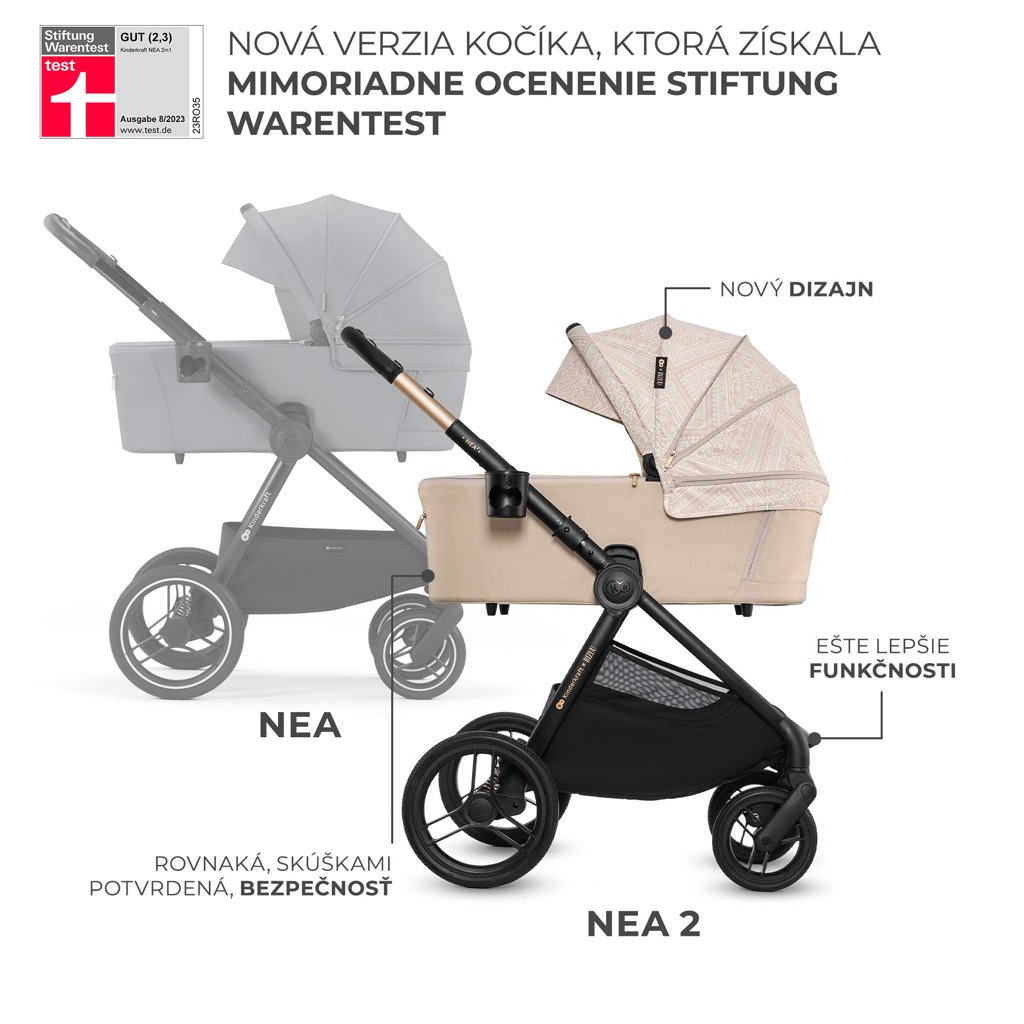 KINDERKRAFT Kočárek kombinovaný Nea 2 2v1 Dune Whisper Bizuu