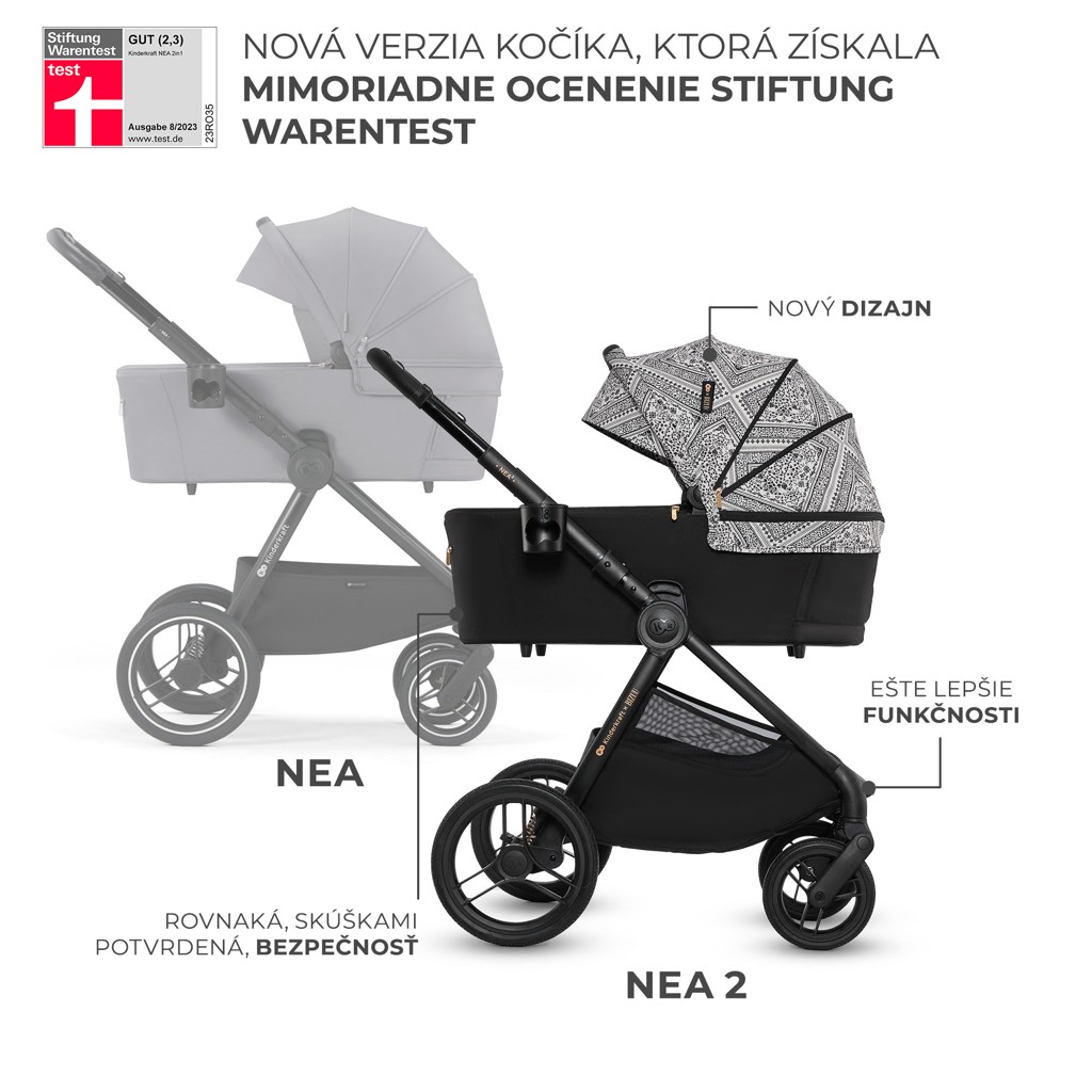 KINDERKRAFT Kočárek kombinovaný Nea 2 2v1 Lunar Black Bizuu