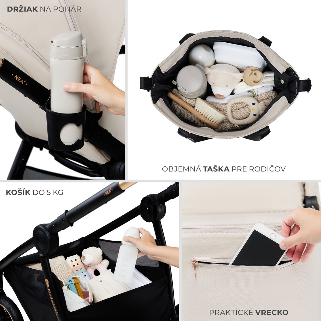 KINDERKRAFT Kočárek kombinovaný Nea 2 2v1 Lunar Black Bizuu