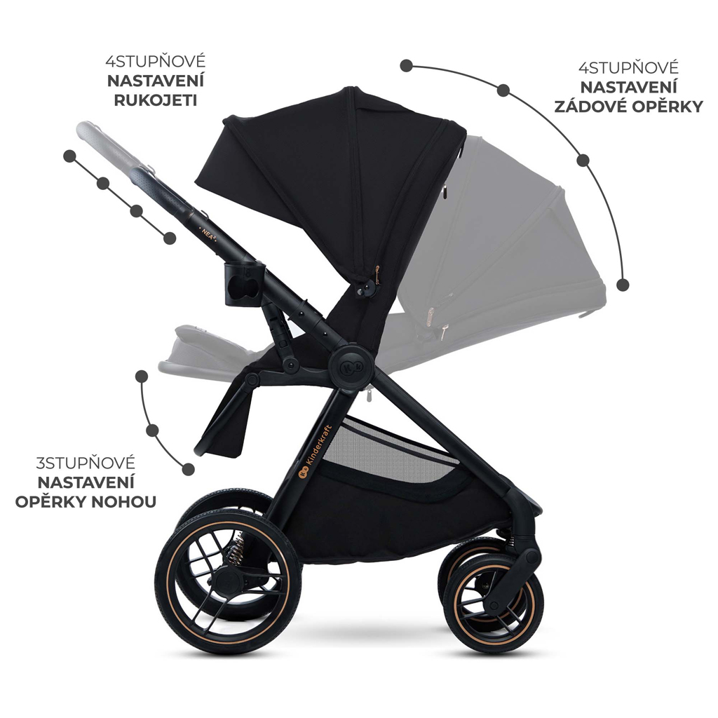 KINDERKRAFT Kočárek kombinovaný Nea 2 2v1 Midnigth Black