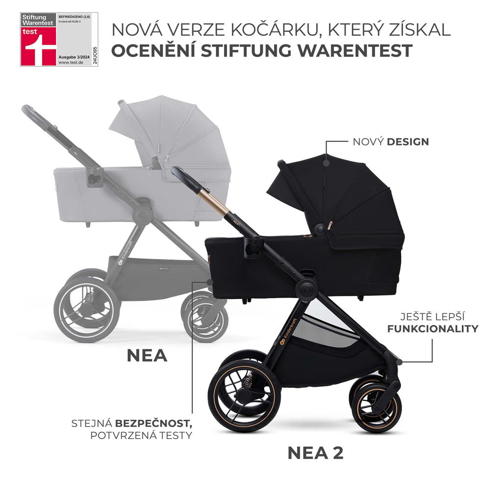 KINDERKRAFT Kočárek kombinovaný Nea 2 2v1 Midnigth Black