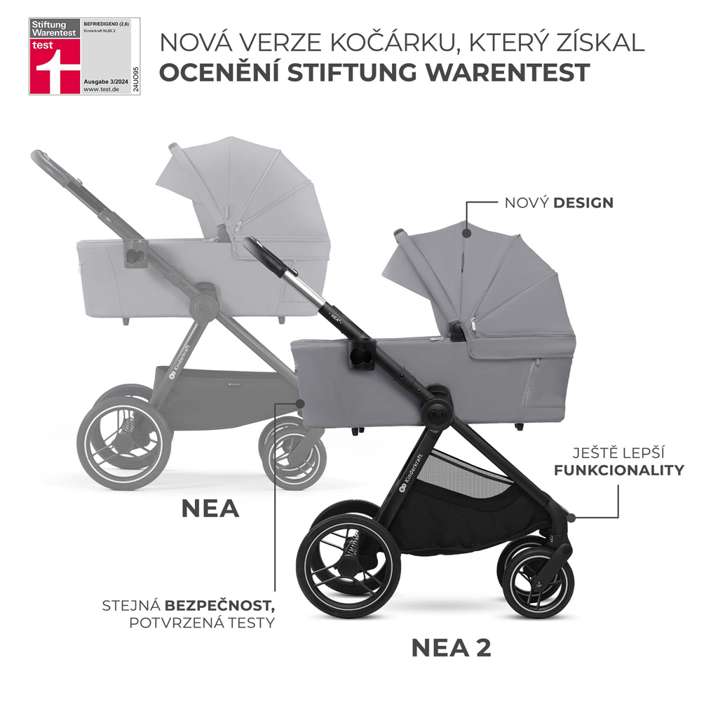 KINDERKRAFT Kočárek kombinovaný Nea 2 2v1 Platinum Grey