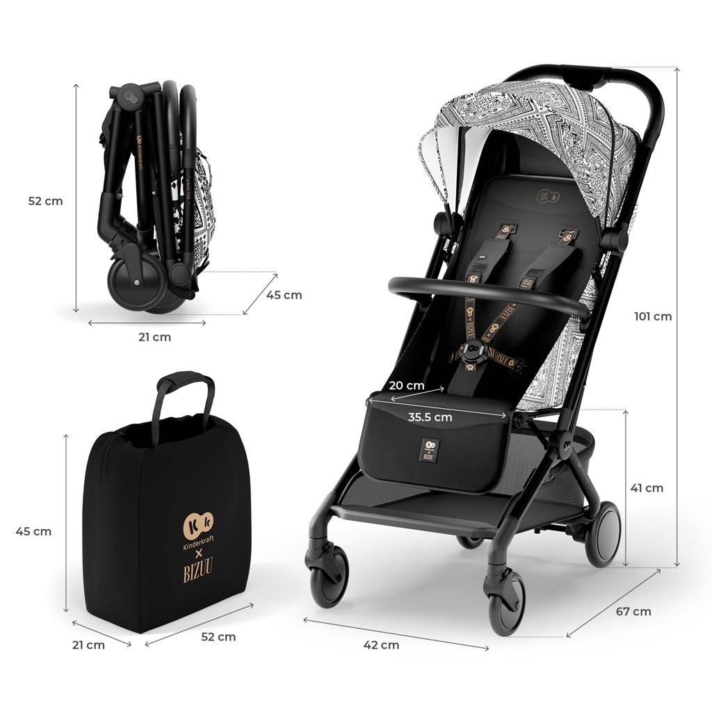 KINDERKRAFT Kočárek sportovní Pilot 2 Lunar Black Bizuu