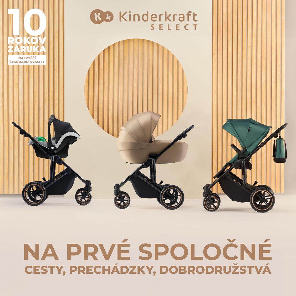 KINDERKRAFT SELECT Kočárek kombinovaný 3v1 Prime 2 Venezian Black, Premium