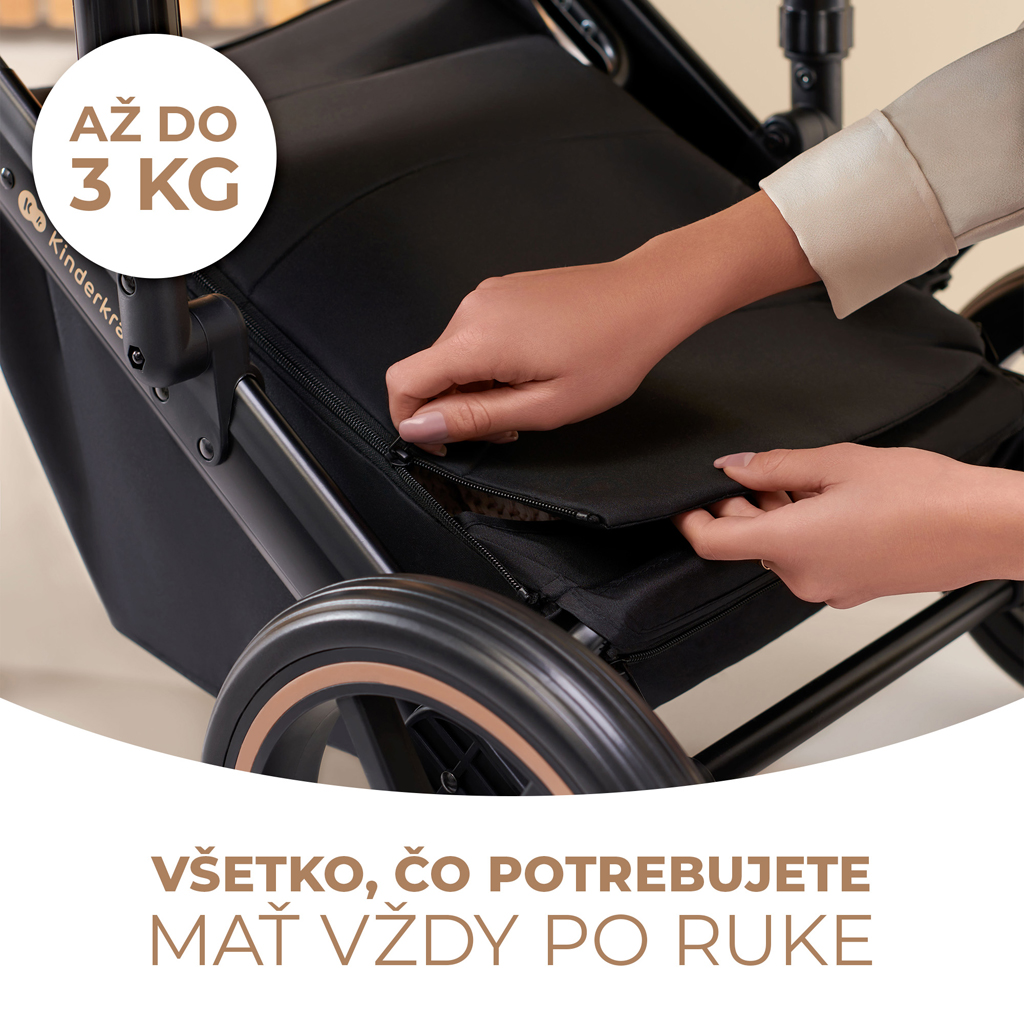 KINDERKRAFT SELECT Kočárek kombinovaný 3v1 Prime 2 Venezian Black, Premium