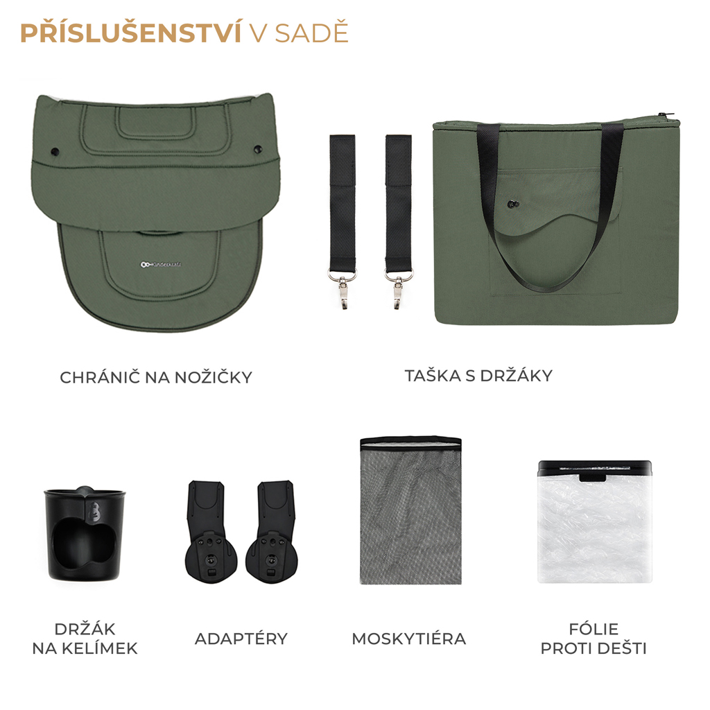 KINDERKRAFT SELECT Kočárek kombinovaný Yoxi 2v1 Mystic Green