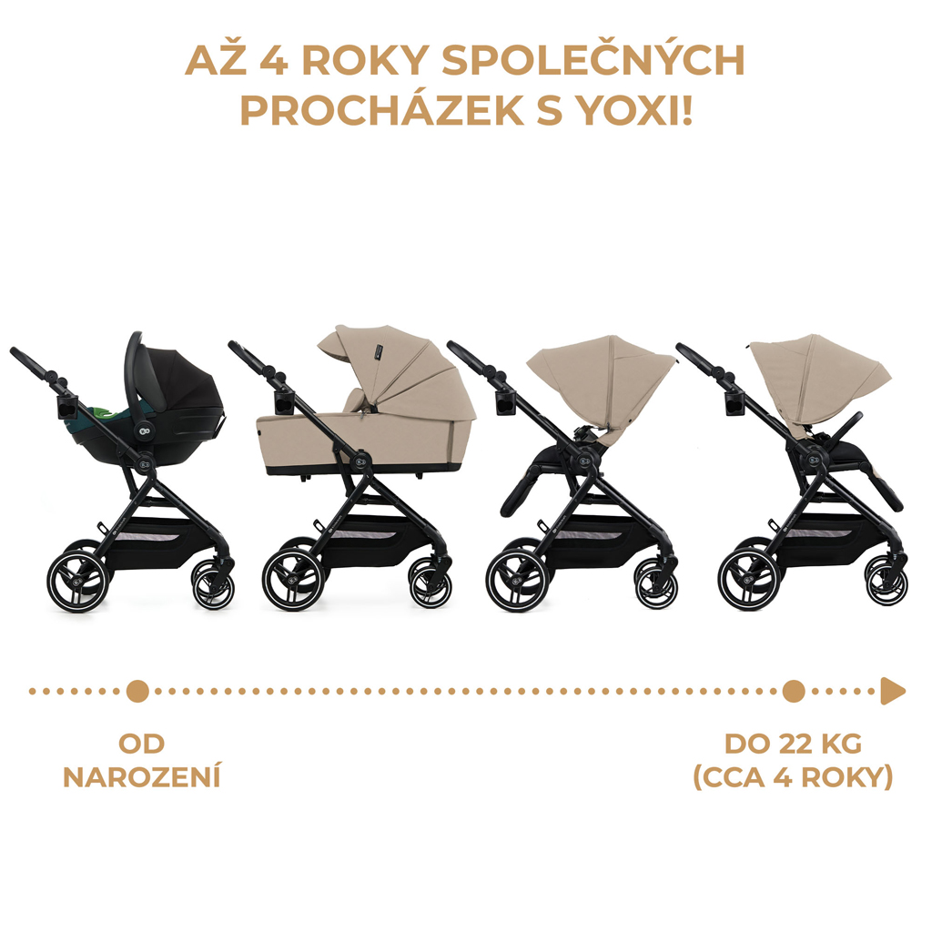 KINDERKRAFT SELECT Kočárek kombinovaný Yoxi 2v1 Sand Beige