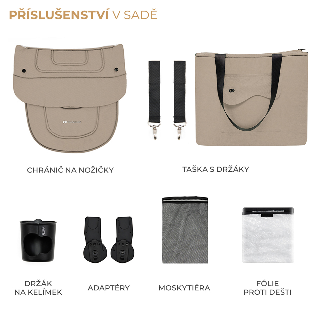KINDERKRAFT SELECT Kočárek kombinovaný Yoxi 2v1 Sand Beige