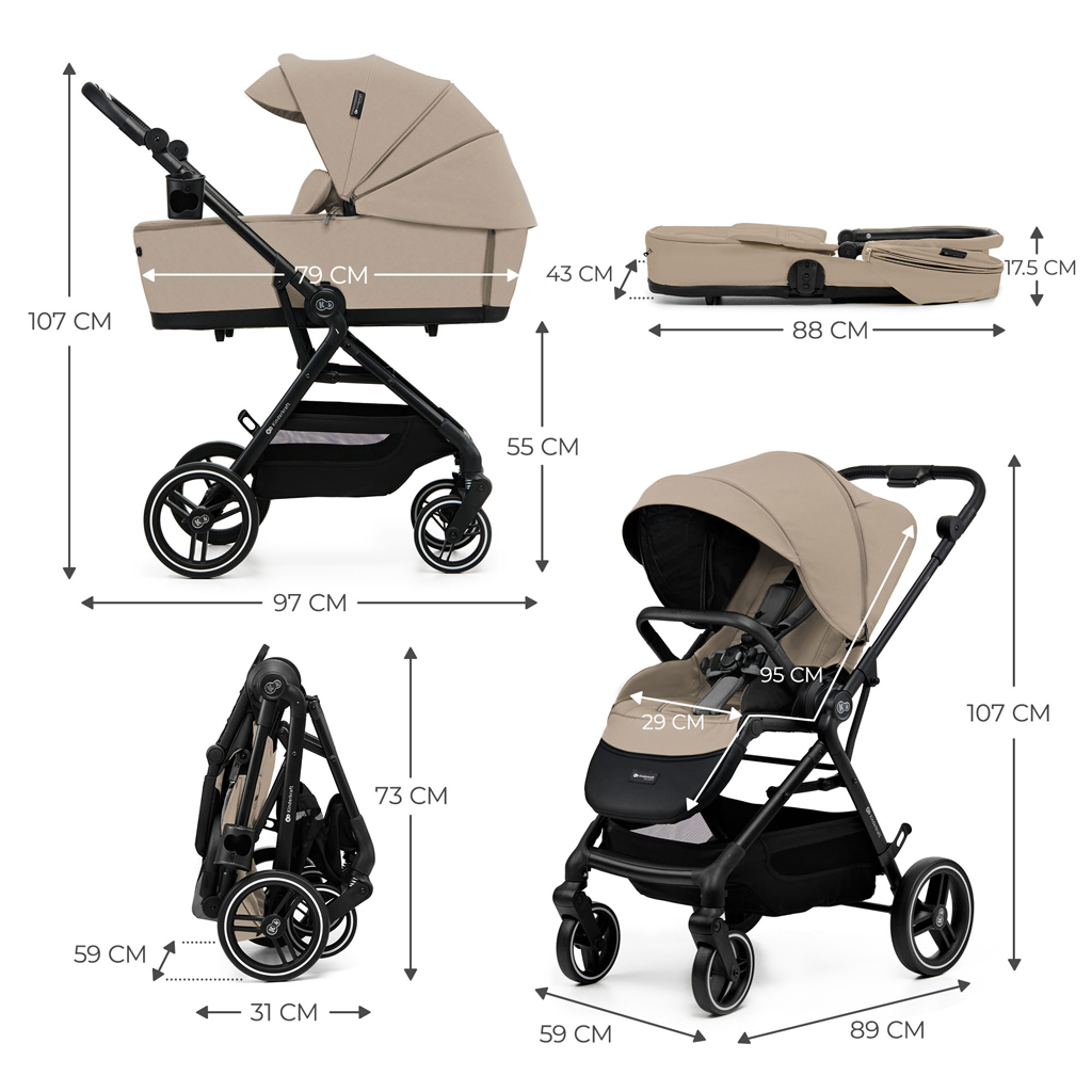 KINDERKRAFT SELECT Kočárek kombinovaný Yoxi 2v1 Sand Beige