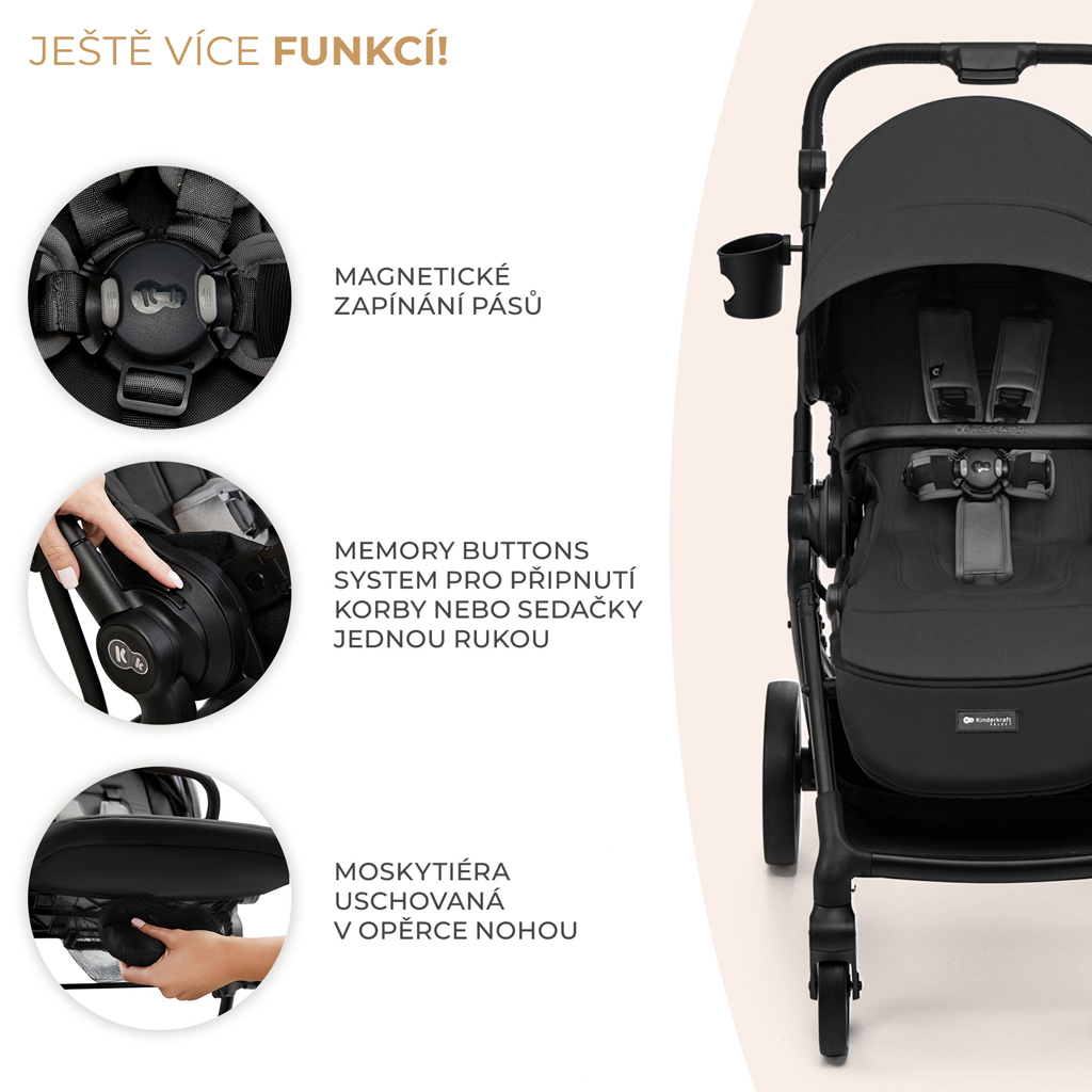 KINDERKRAFT SELECT Kočárek kombinovaný Yoxi 3v1 Moonlight Grey