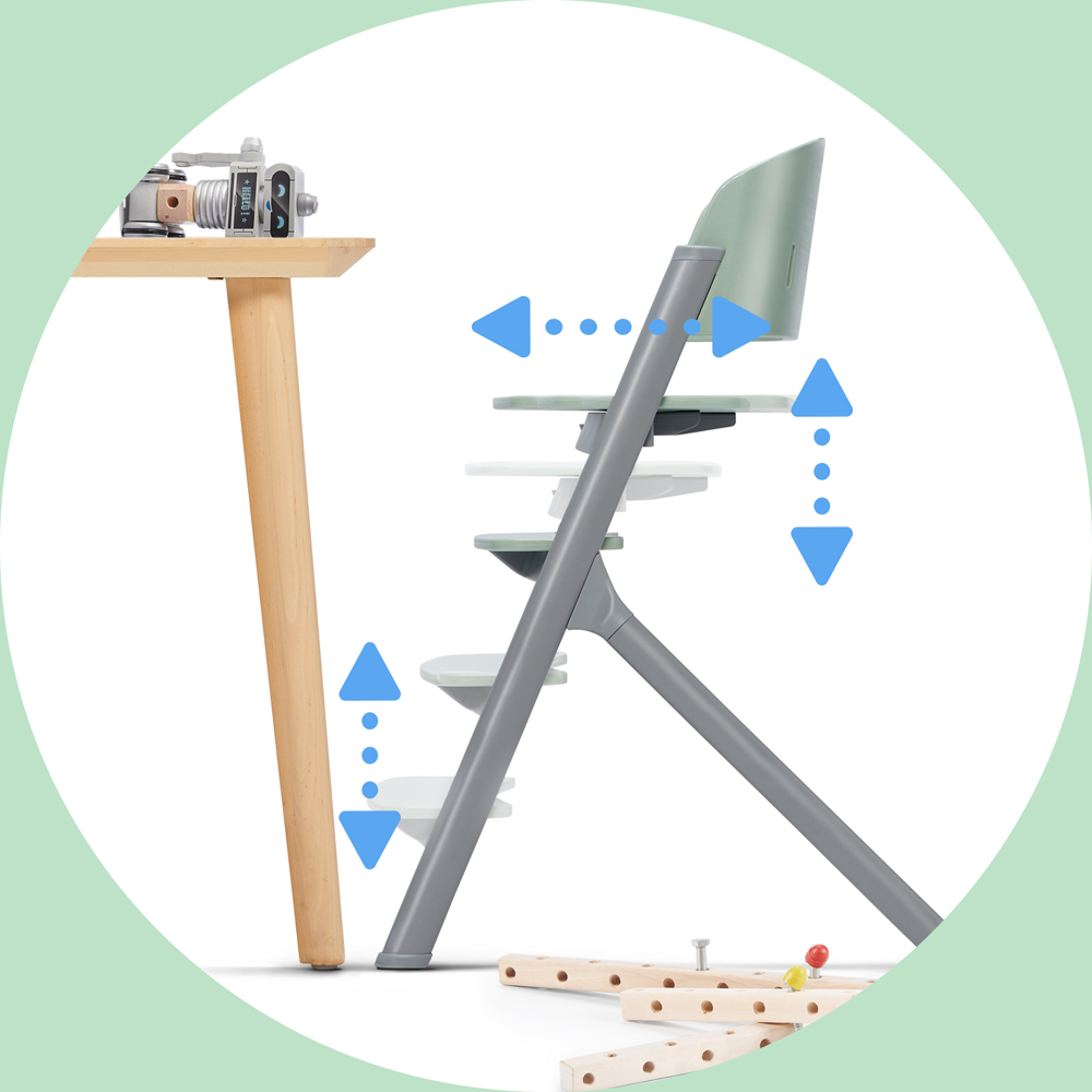 KINDERKRAFT SELECT Set jídelní židlička Livy Olive Green + lehátko Calmee, Premium