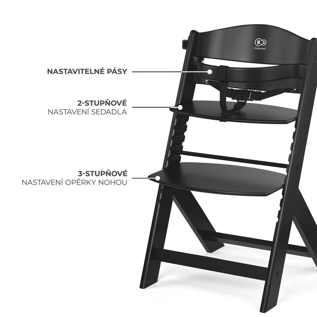 KINDERKRAFT Židlička jídelní Enock Black