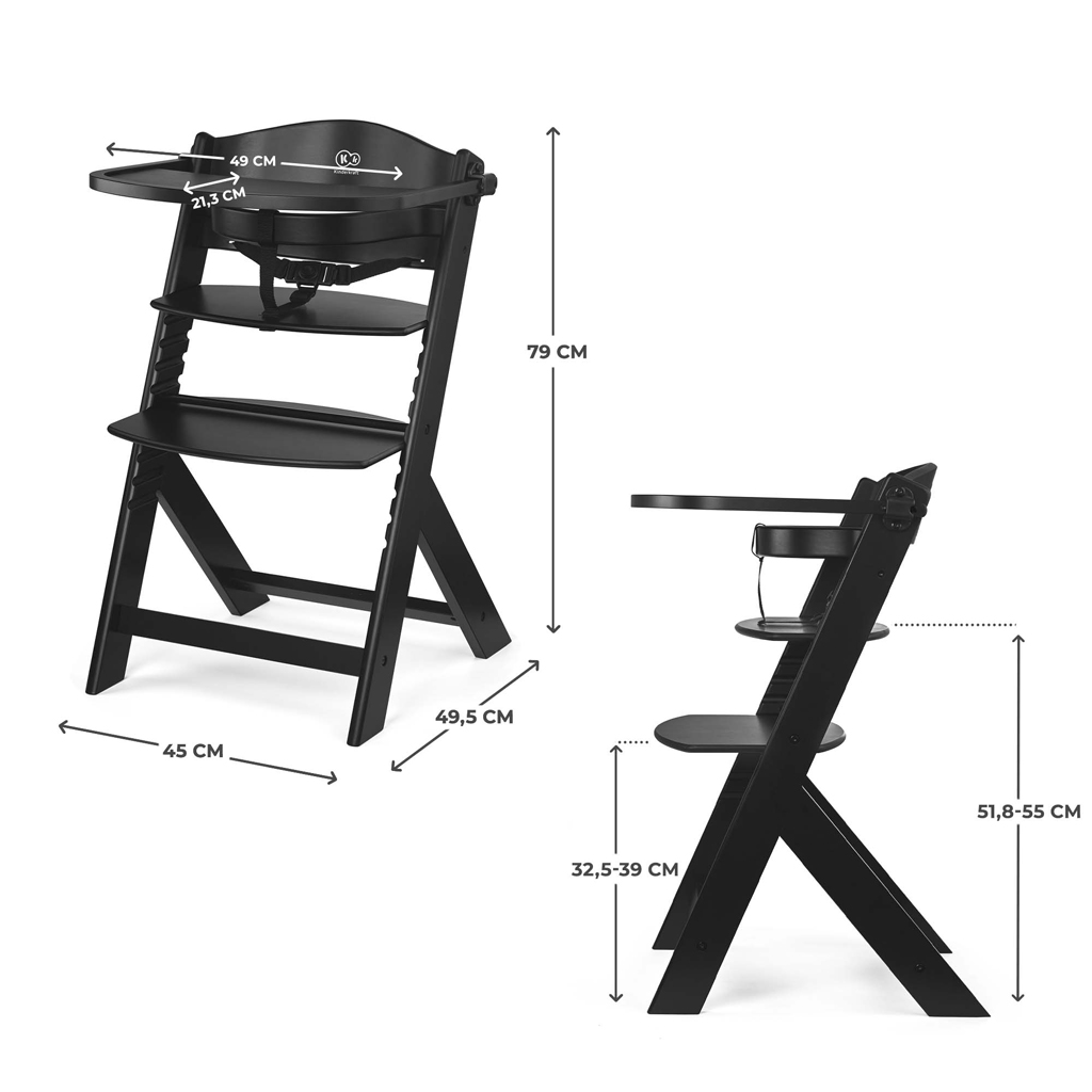 KINDERKRAFT Židlička jídelní Enock Black
