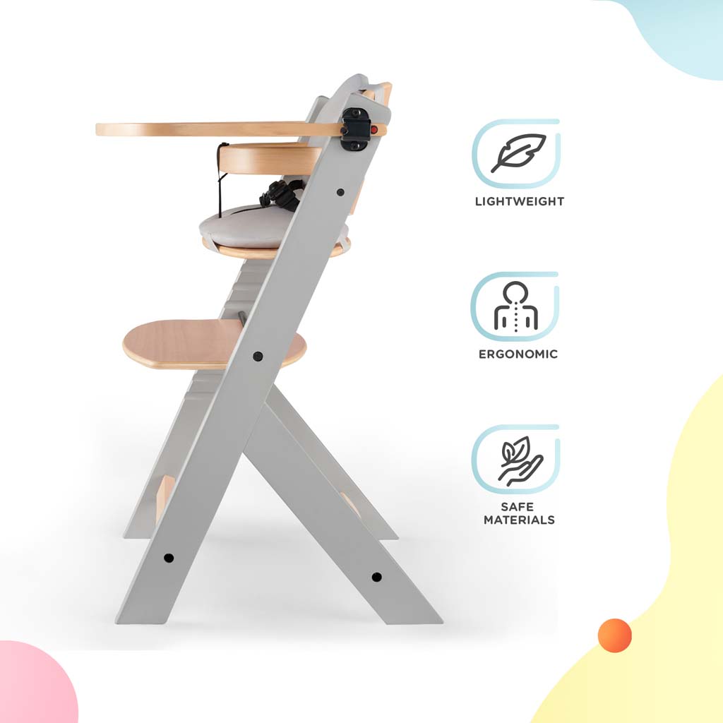 KINDERKRAFT Židlička jídelní Enock s polstrováním Grey wooden, Premium